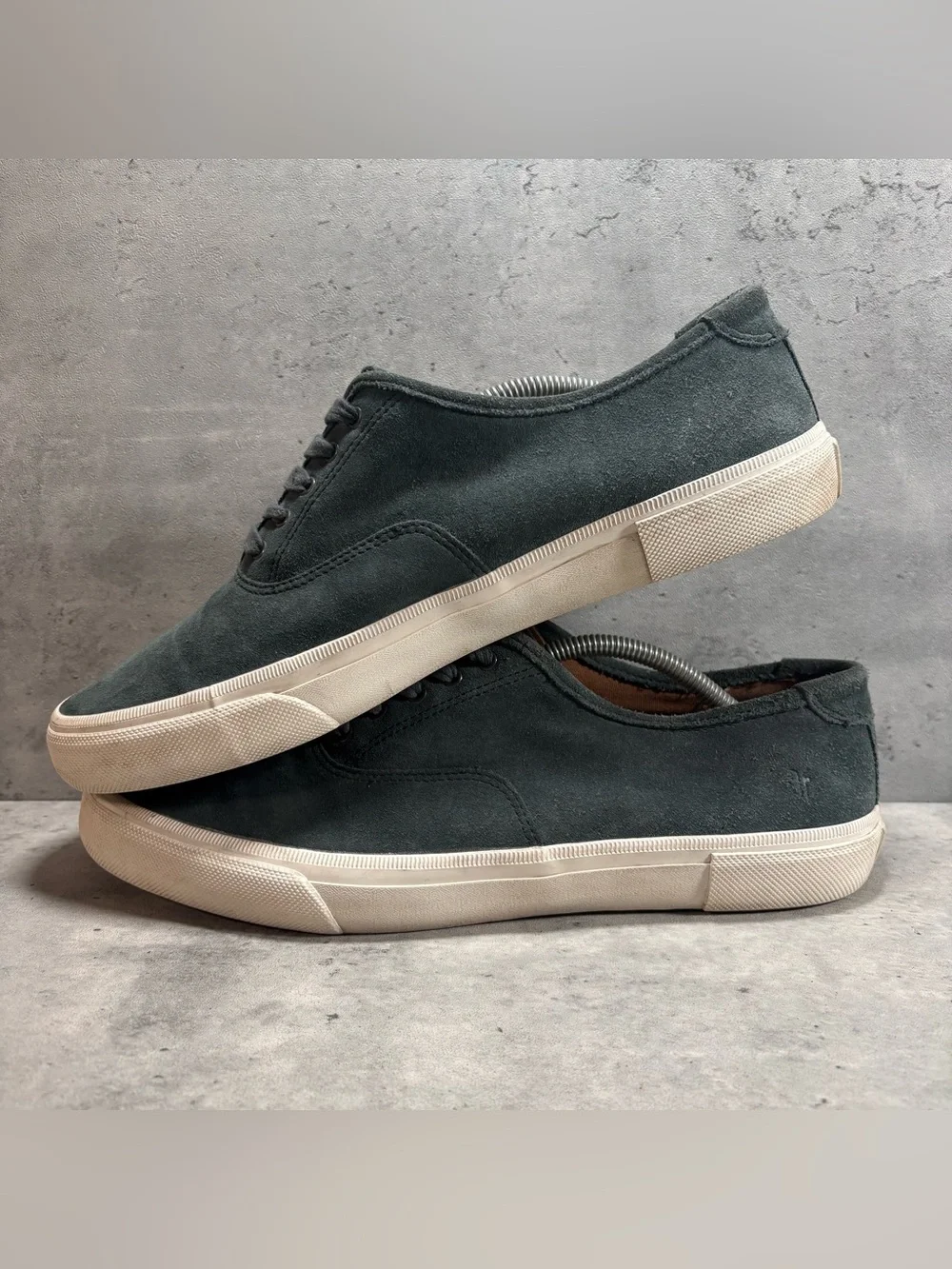 Frye‎ Ludlow Mens 12 Sneakers Canvas Green Leather Suede Lace Up Casual Shoes